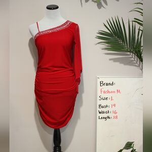 Red One-Shoulder Dress
